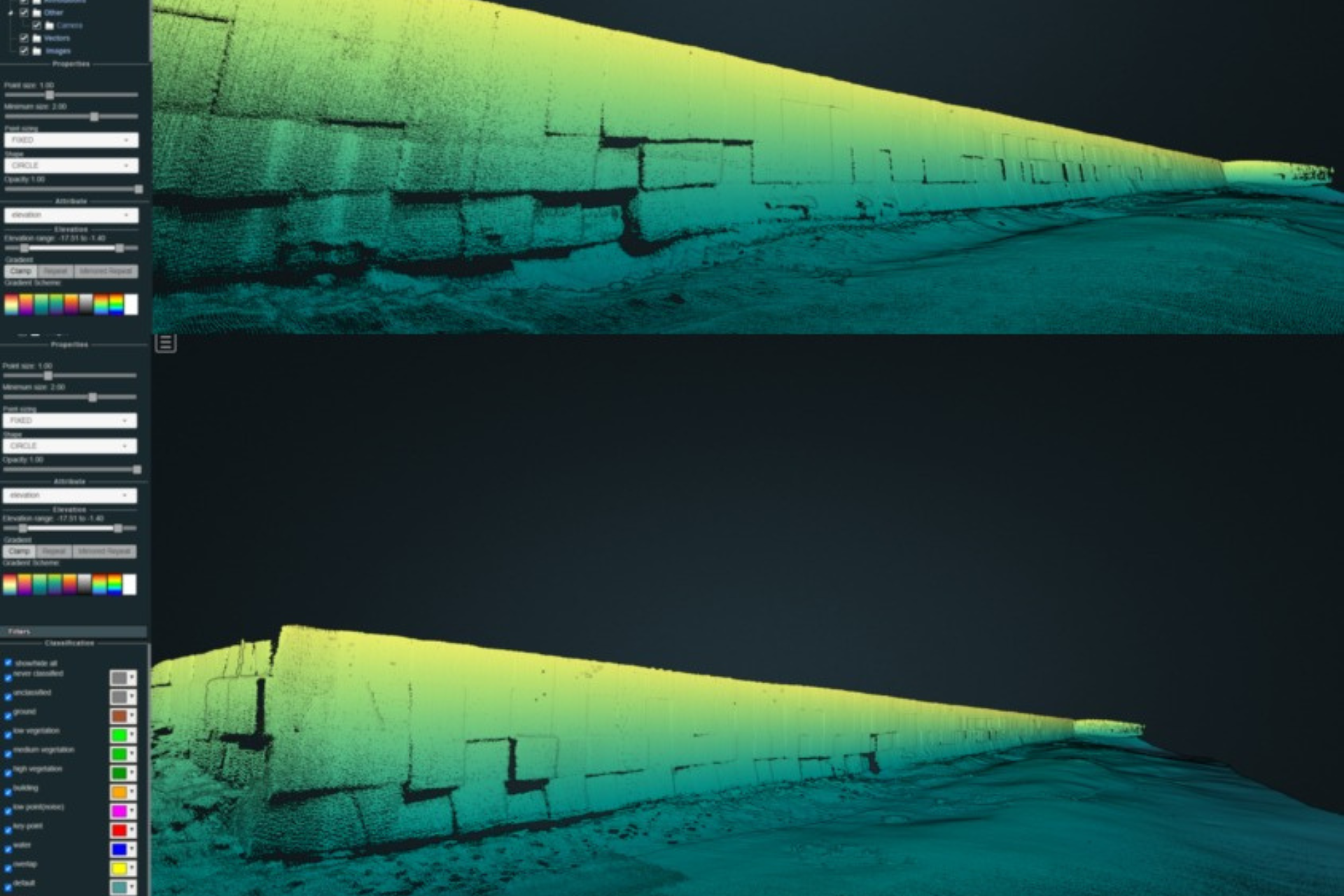 Rilievo multibeam con fascio inclinato